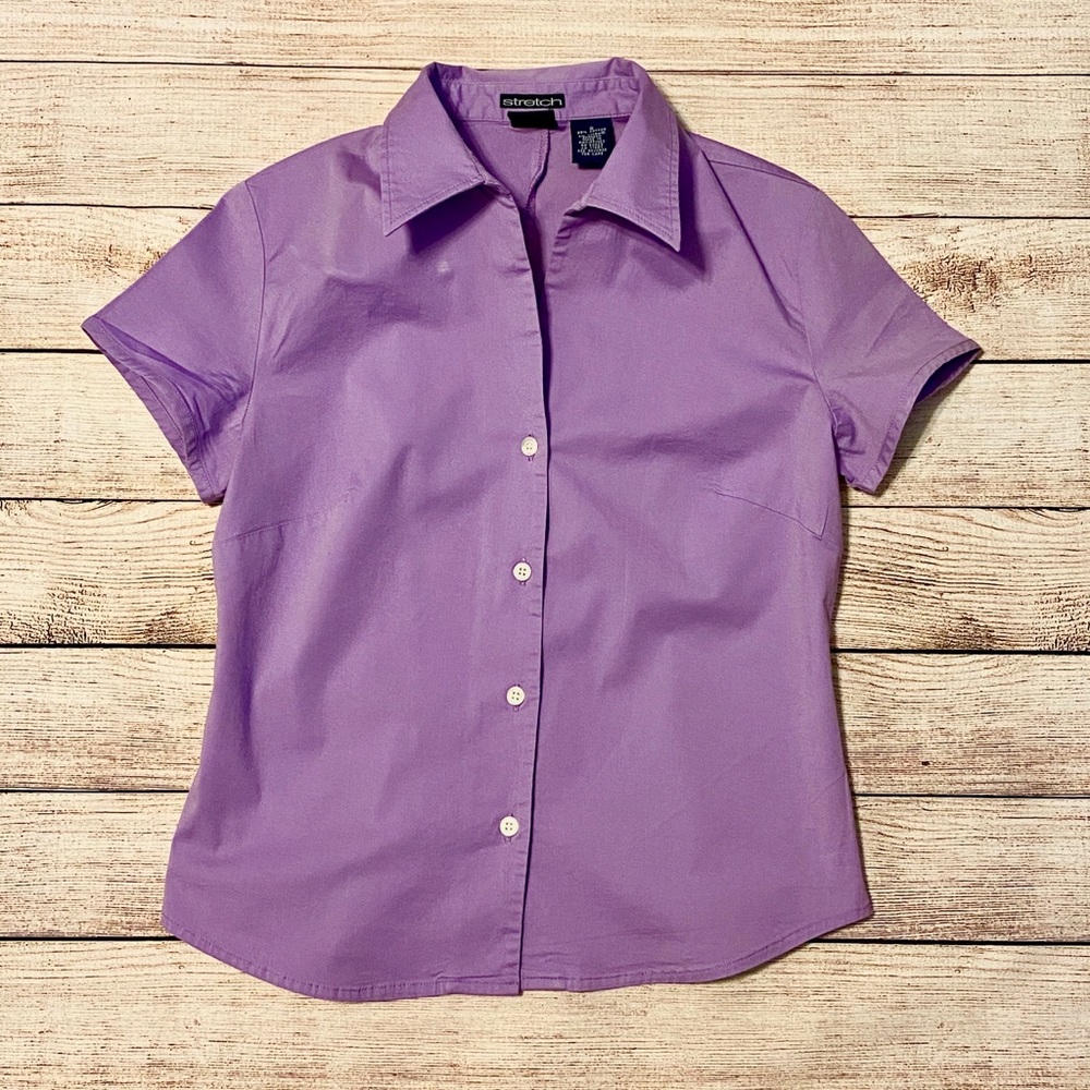 Gap Stretch Cap Sleeved Button-Down Shirt, Size S